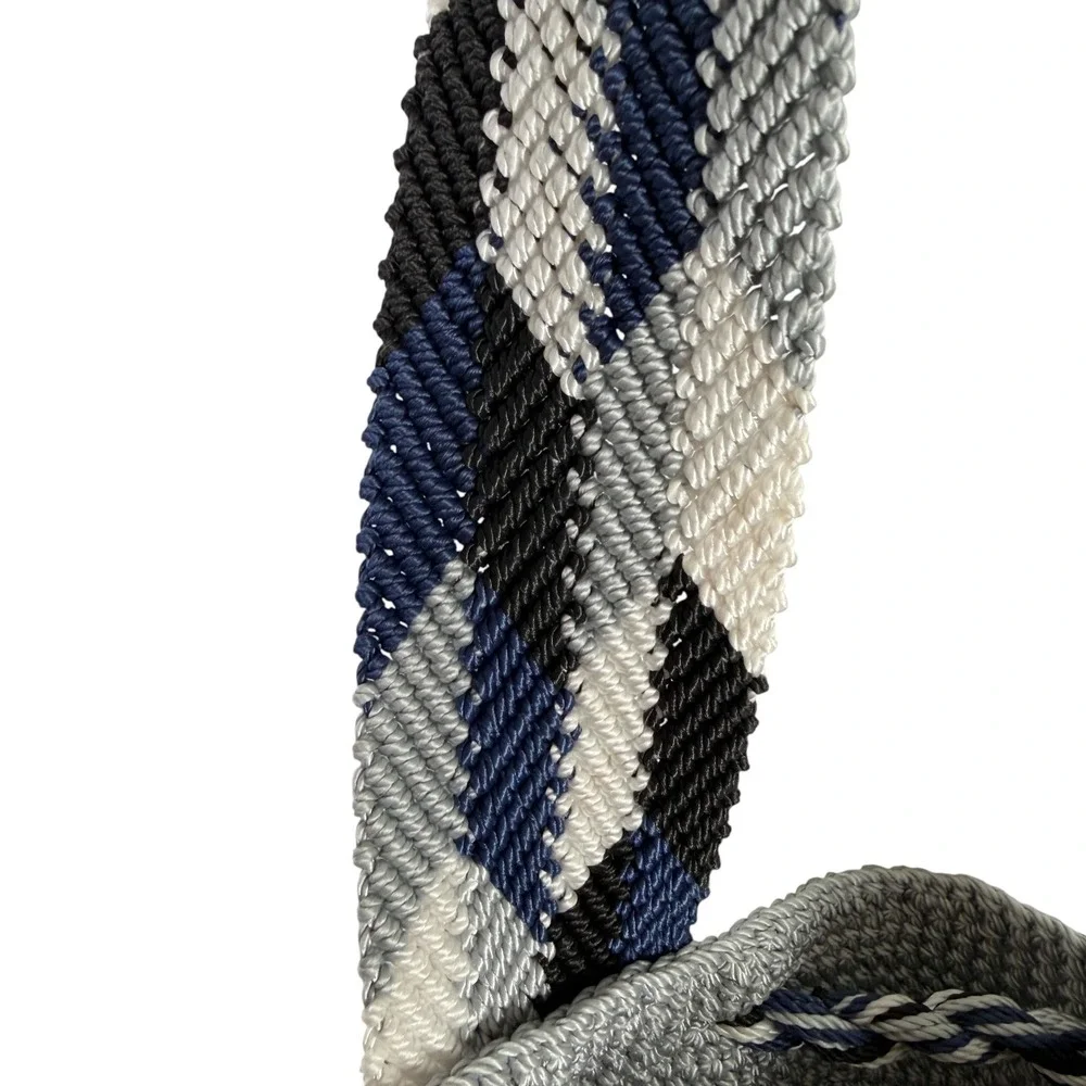 Unbranded Wayuu Style Woven Mochila Bucket Bag Gray Tassel Boho Shoulder Bag